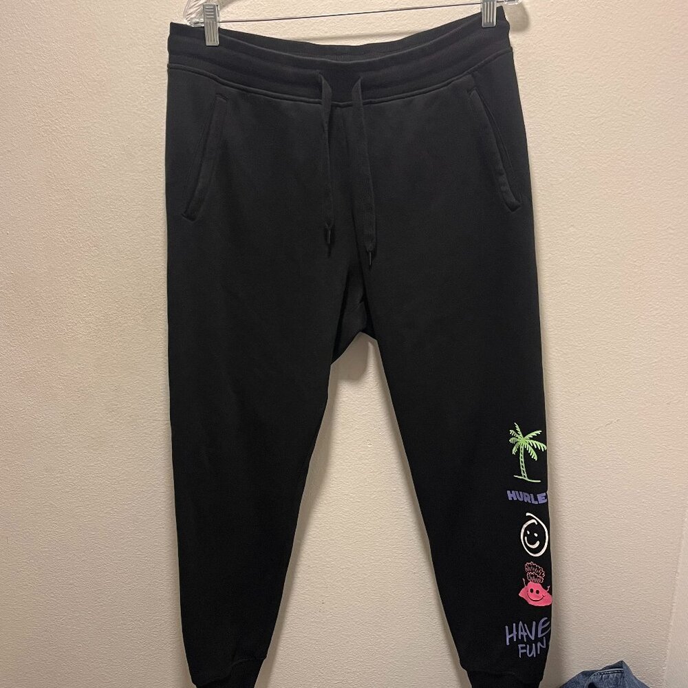 Mens Black Hurley Sweats Joggers Large